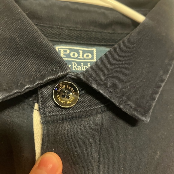 VTG Polo Ralph Lauren Navy Shirt with Chevron and Crest - Picture 6 of 9